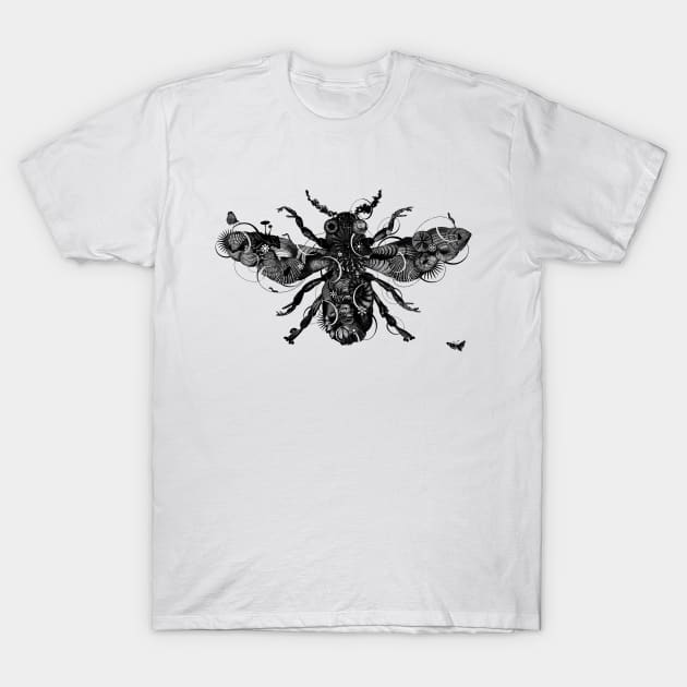 Honey Bee b/w T-Shirt by The Nature of Things